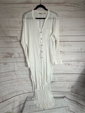 Anthropologie Holding Horses White Gauzy Button Up Long Sleeve Top